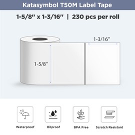 SUPVAN T50M Series Label Maker Tape, Transparent 1.57'' × 1.18'' (40mm × 30mm) 230 Labels/Roll Genuine Laminated Thermal Label Tape Refill, Waterproof Oilproof Highly Adhesive Auto Detect Labels