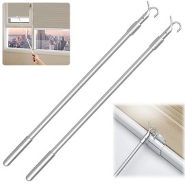 Lyfengdeam 2Pcs Aluminum Alloy Telescopic Draw Rod - Adjustable 33-61cm Length Window Blinds Pull Rod, Easy-to-Pull Blind Tilt Wand, Portable Blinds Rod for Window Shades and Clothes Hanger Hook Pole