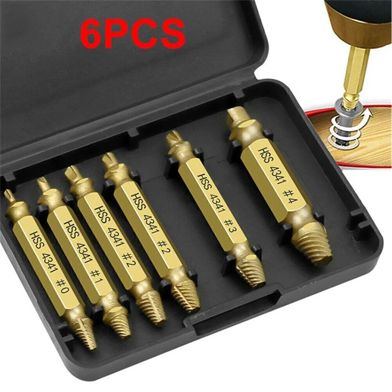 6Pcs Damaged Screw Extractor Speed Out Drill Bits Broken Bolt