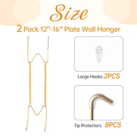 Plate Hangers for Wall for 12-16 inch, 2 Pack, Gold