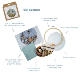Trimits Embroidery Hoop Kits - 15cm 6” Beginner Starter Set, Includes Bamboo Hoop Threads Cloth Needle Backing & Instructions, Bee