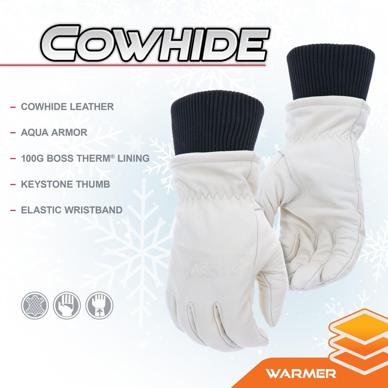 Boss Durable Cowhide Winter Work Gloves for Women, Aqua Armor,