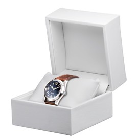 Premium Leather Watch Box for Women & Men - Bangle/Bracelet Box with Pillow - Leather Interior with Stitching Bracelet/Bangle & Watch Case - Ideal for Watch & Bracelet Gift Box Display by AllurePack