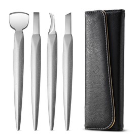 FERYES Pedicure Knife Ingrown Toenail Kit, 4 PCS Professional Pedicure Tool Kit, Top Notch Foot Blade (Leather case included)