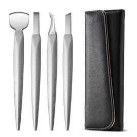 FERYES Pedicure Knife Ingrown Toenail Kit, 4 PCS Professional Pedicure Tool Kit, Top Notch Foot Blade (Leather case included)