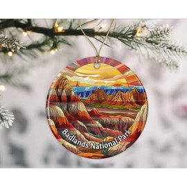 Badlands National Park Ornament, Stained Glass Look Ornament, National Parks Christmas Ornament, Keepsake Ornament, Travel Souvenirs, Christmas Ornament Ceramic Gift Printed on Both Sides