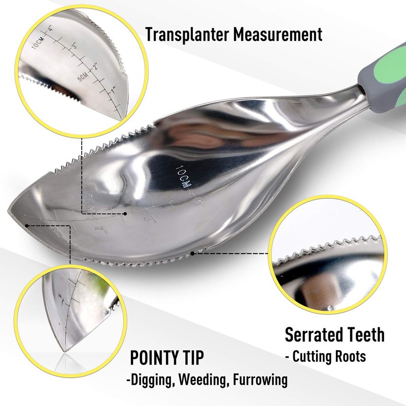 Jardineer Multi-Use Soil Scoops, Stainless Steel Garden Trowel, All-in-One Dirty