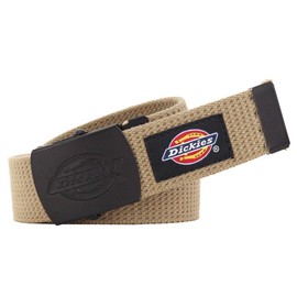 Dickies Gacha Belt, 1.3 inches (32 mm) Wide, Double Logo, Black Buckle, Cotton Blend, Casual, Made in Japan, (76) beige