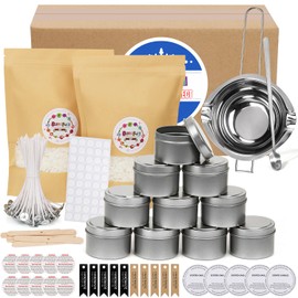 Candle Making Kit fo Adults - DIY Starter Soy Candle Making Supplies-Including Soy Wax,Melting Pot,Stickers,Wick Holders,Hangtag Stickers,Etc.