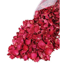 Reccisokz 100G Natural Dried Rose Petals Real Flower Dry Red Rose Petal for Foot Bath Body Bath Spa Wedding Confetti Home Fragrance DIY Crafts Accessories (100 g (Pack of 1))
