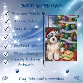 Doggie of the Day Tibetan Terrier Dog Garden Flags - Christmas Tree with Presents - Double Sided - Yard Porch Lawn Spring Decorative Gift - Home Decor 12 1/2"w x 18"h - GFLAG52600