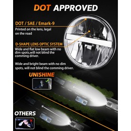 UNI-SHINE DOT Approved 5 3/4 5.75’’ Inch LED Headlights 4PCS White DRL H4 Hi/Low Headlight Plug and Play Compatible with Classic Muscle Cars Gran Torino P-eterbilt Semi 349 359 Truck Pickup