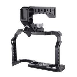 FOTGA Camera Cage + Top/Side Handle Grip KIT for Canon EOS R5 R5C R6 Mirrorless Camera, Aluminium Video Vlogging Rig with NATO Rail, Cold Shoe, 1/4"Screw Mount, 3/8"-16 Locating Pins for Arri Grip