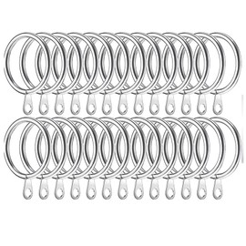 WYJREES 40 Pack Curtain Rings 32mm Metal Drapery Curtain Rings Hanging Rings Curtain Rods Hooks for Curtains and Rods, Drape Sliding Eyelet Rings(Silver)