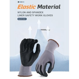 Louis Donné 6-Pairs Safety Work Gloves Gardening Gloves Latex Free Cut Resistant Dipping Gloves For Protective Flexible Safety Grip Flexible Safety Grip(XL,Grey)