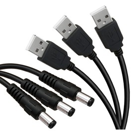 SIOCEN 3-Pack 6ft USB 2.0 Type A Male to DC 5.5 x 2.1mm DC 5V Power Barrel Plug Connector Cable USB to 5v Power Cable USB to DC Power Tip Jack Cord