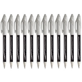 Paper Mate Flexgrip Elite Retractable Ballpoint Pens - Black Ink - Large Broad 1.4mm Wide Point - Pack of 12