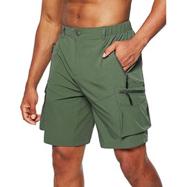 Tansozer Mens Shorts Cargo Hiking Shorts Outdoor Lightweight Quick-Dry Summer Shorts Golf Walking Climbing Fishing Short with Multi Pockets Army green 2XL