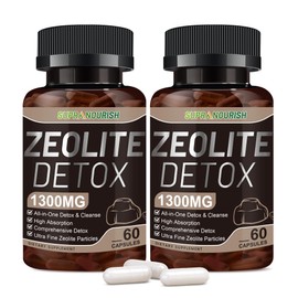 Zeolite Detox Capsules, 1-2 µm Clinoptilolite, Organic Activated Charcoal & Bentonite Clay, Multi-Active Formula for Full Body, Gut & Liver Cleanse, Supplement for Men & Women, 120 Capsules