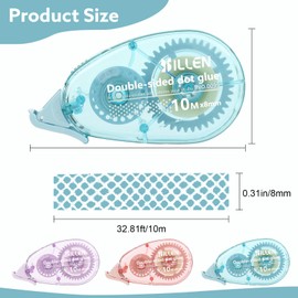 12 Pack Double Sided Tape Roller Scrapbook Tape 0.31 in x 32 Ft Glue Tape Runner Roller Scrapbook Supplies, Double Sided Tape for Crafts, Scrapbooking, Art Projects, Gift Wrapping