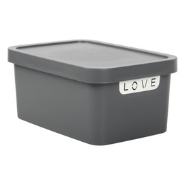 Jolie Max Plastic Storage Box with Lid, Stackable & Space-Saving 7.5L, Solid Matte Colour, Decorative Design, Durable Organizer for Home, Office, Bedroom, Kitchen – 31.5 x 21.5 x 14.5 cm (DARK GREY)