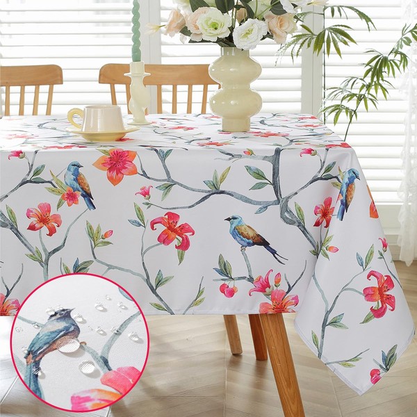 SASTYBALE Spring Tablecloth for Rectangle Tables, Vibrant Floral Table Cloth