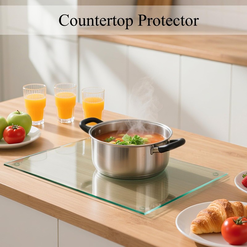 Hacaroa 4 Pack Tempered Glass Cutting Board with Rubber Feet,