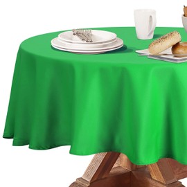 Obstal - Mantel redondo de 210 g/m², a prueba de aceite, impermeable, a prueba de derrames, decoración de Navidad, protector de tela para fiestas navideñas (verde, 90 pulgadas de diámetro)