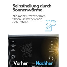 DISSKIN® Displayschutzfolie Kompatibel zu Skoda Octavia III Amundsen - selbstheilend durch Wärme, Matt, antibakterielle Beschichtung, Anti-Fingerabdruck