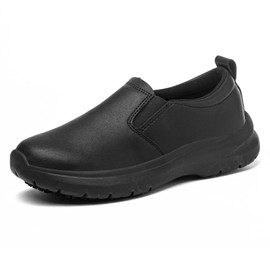 Xinshdi Women's Non-Slip Work Shoes Suitable for Catering Staff, Crew, Medical Staff, Waterproof, Lightweight and Comfortable Carbon Black