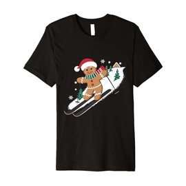 Gingerbread Man Christmas Skiing Down Gifts Winter Xmas Kid Premium T-Shirt
