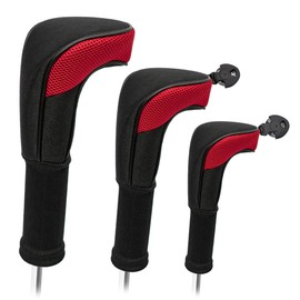 FUZVOLGolf Club Headcover Set- Premium Quality-3pcs Universal Fit Covers for wood Driver- Fairway- Hybrids -Red
