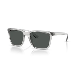 A|X ARMANI EXCHANGE Men's AX4112SU Universal Fit Rectangular Sunglasses, Shiny Transparent Grey/Dark Grey, 55 mm