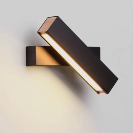 Lampara de Pared Led Moderna, Lamparas de Pared para Interior de Casas, 350°Giratorio Luz de Pared, Lámpara de Pared para Recamara, Luz Cálida para Hogar Sala de Estar Cuarto Pasillo Hotel (Negro)