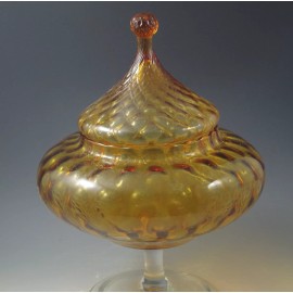 EMPOLI MID CENTURY QUILTED DIAMOND LARGE CANDY OR APOTHECARY JAR CIRCUS TENT