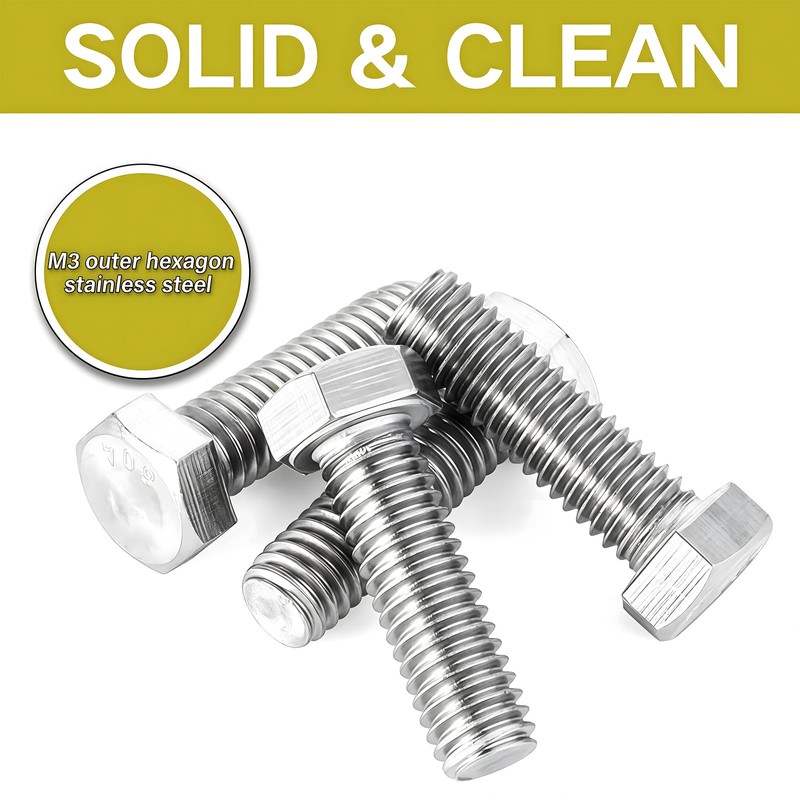 Zmbroll M3 Hex Head Bolts 490Pcs Metric Heavy Duty Hex