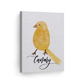 Smile Art Design Cute Canary Watercolor Painting White Background Canvas Print Kids Room Decor Wall Art Baby Room Decor Kids Room Decor Nursery Decor Ready to Hang Made in The USA 17x11