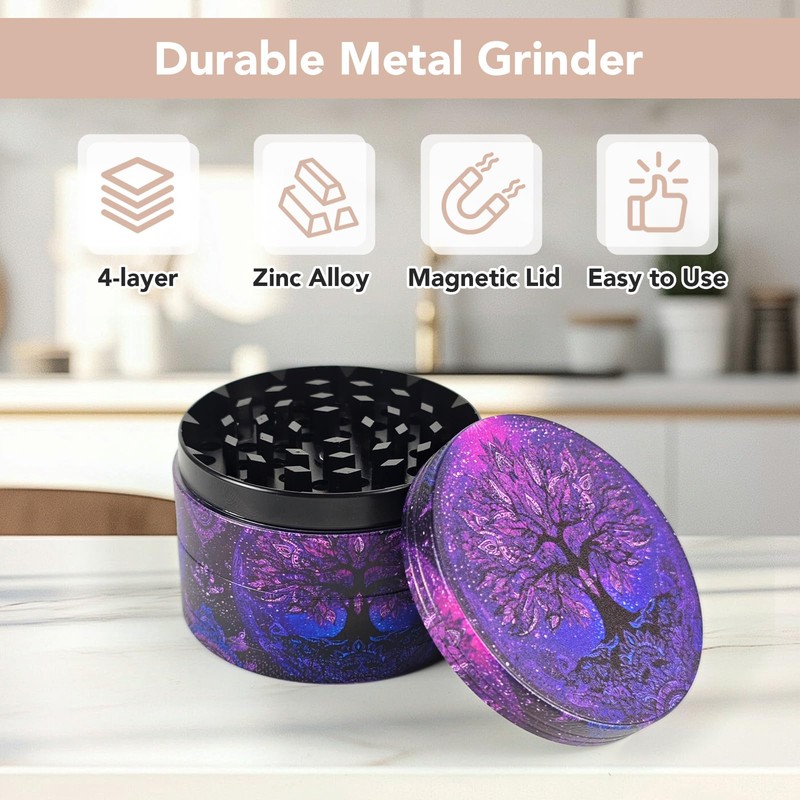 Grinder Herb Large, 63mm, 4 Piece Purple Grinder with 40