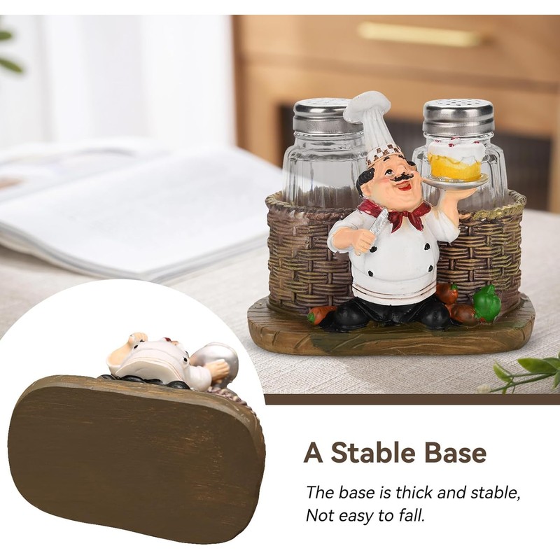 Salt Shaker,Chef Statue Salt Pepper Bottle Holder Ornaments Home Decor