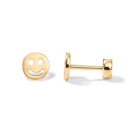 PAVOI 14K Gold Plated 925 Sterling Silver Post Pair of Flat Back Stud Earrings for Women | Smiley Cartilage Helix Piercing