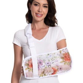 Arm Sling for Broken Arm Torn Rotator Cuff Shoulder Elbow Wrist injury Mesh Adults Brace Support for Women (Peony)