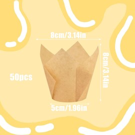 Tulip Cupcake Liners,50 Pieces Cupcake Muffin Liners Wrappers Baking Cups for Weddings, Birthdays, Baby Showers (B Beige)