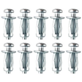 Pack of 10 M4 x 20 Plasterboard Fixings, Cavity Metal Anchors, Robust Cavity Wall Anchors, Dowels, Expansion Screws for Drywall, Sheetrock Wall Fixings