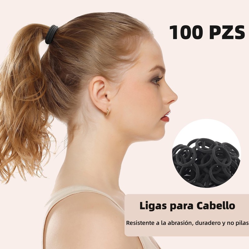 100 Pcs Ligas para Cabello Elásticas, Donas para el Cabello