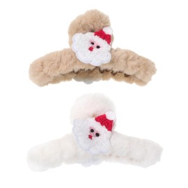 Miaija 2Pieces Christmas Hair Claw Clips Cute Santa Plush Hair Claw Clips with Santa Claus Pattern Hair Accessories for Women Girls