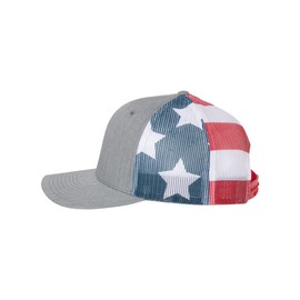 A-10 Thunderbolt II Warthog Side Panel Laser Engraved Leather Patch Richardson 112 Snapback Trucker Hat Cap Heather Grey Stars & Stripes