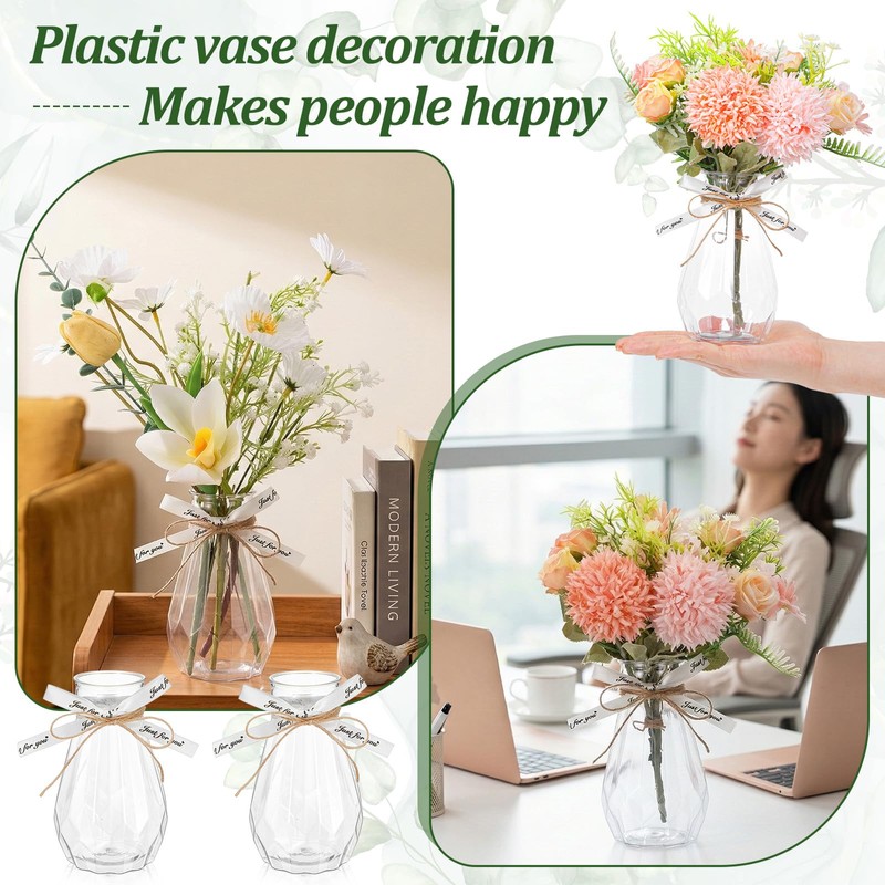 12Pcs Plastic Bud Vases Bulk, Small Plastic Vases with Gift