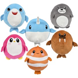 Forest & Twelfth 3 Pack Reversible Sea Creature Eggamals, 8.5" Plush Toy Set, 2-in-1 Aquatic Stuffed Animals, Ideal as Kid's Gift, Party Favors, Class Gift, Birthday Gifts for Toddlers (Sea Life)