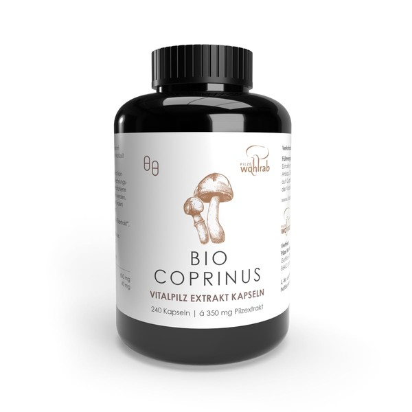 Pilze Wohlrab - Coprinus Extract Capsules Organic, Pure Schopftintling Vital Mushroom Extract, Acerola Vitamin C - Organic Quality (Pack of 240)