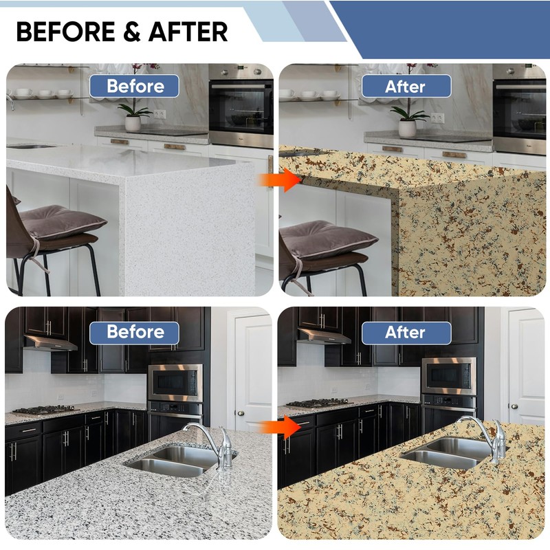 LIFVEAN Epoxy Countertop Paint Refinishing Kit, Kitchen Bathroom Glossy Coating